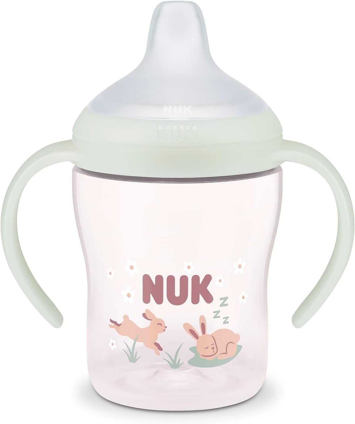 NUK Copo de Transição Perfect Match | 6+ meses | 150 ml | Copo com bico antivazamento | Alças antiderrapantes | Brilha no escuro | Coelhinho | 1 unidade