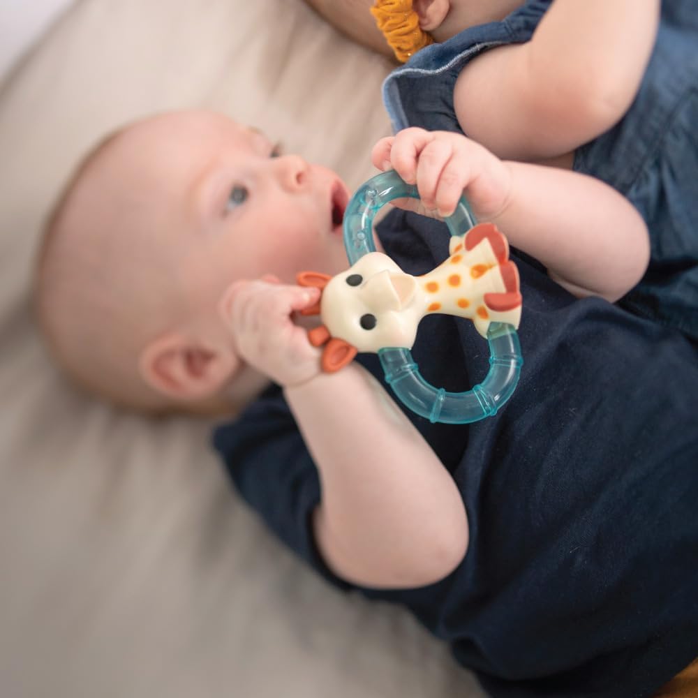 Sophie la Girafe Mordedor Double Ice Bite, mordedor refrescante e calmante para bebês com design fácil de segurar. Para bebês e crianças a partir de 3 meses.
