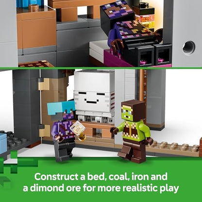 LEGO Minecraft Estação Ghast - Brinquedo com 8 figuras, incluindo 2 esqueletos e 4 Ghasts com acessórios - Decoração para quarto infantil - Presente para gamers a partir de 9 anos - 21597