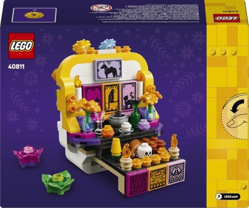 LEGO Altar dos Mortos – Kit de artesanato infantil com caveira, flores artificiais e acessórios de comida – Decoração para o Dia dos Mortos – Ideia de presente para meninos e meninas a partir de 9 anos – 40811