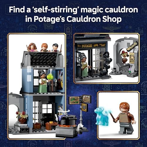LEGO Harry Potter Beco Diagonal Lojas Mágicas - Kit de Modelo em Miniatura com 8 Minifiguras e Patrono Colecionável - Decoração para Quarto Infantil - Presente para Meninas, Meninos e Fãs a partir de 8 Anos - 76471