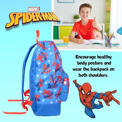 Mochila escolar Marvel Homem-Aranha para meninos, com 2 compartimentos, alças de ombro ajustáveis e bolso de tela.