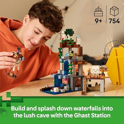 LEGO Minecraft Estação Ghast - Brinquedo com 8 figuras, incluindo 2 esqueletos e 4 Ghasts com acessórios - Decoração para quarto infantil - Presente para gamers a partir de 9 anos - 21597