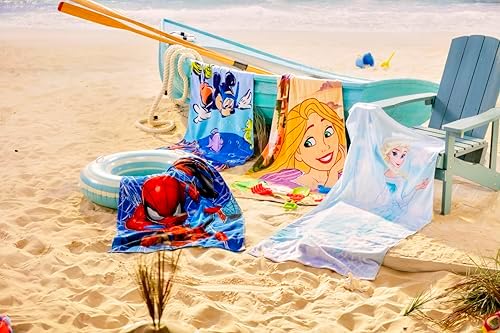 Toalha de praia oficial da Disney Store, estampa do Mickey Mouse em todas as cores, algodão macio, secagem rápida, ideal para piscina e banho infantil, 150 cm de altura x 74 cm de largura.