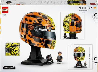 LEGO® McLaren Capacete Mastercard F1 Team Lando Norris - Produto Oficial de F1 - Kit de Modelo para Exibição com Minifigura Colecionável - Presente para Meninos a partir de 14 Anos e Fãs Adultos de Automobilismo - 43023