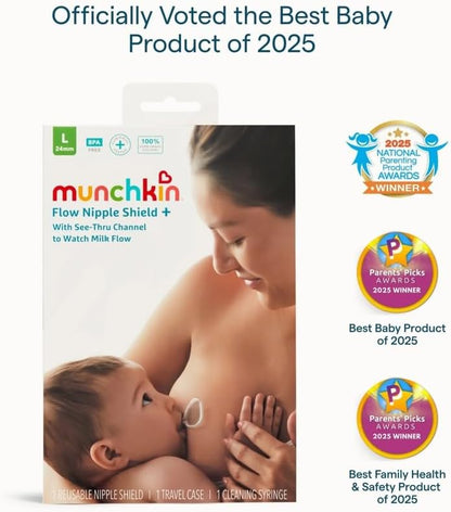 Munchkin Flow Nipple Shield+ | Acompanhe o fluxo de leite enquanto amamenta | Amamentação e itens essenciais para o bebê