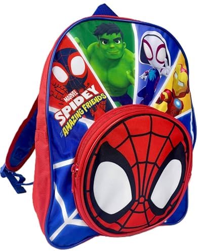 Mochila infantil do Homem-Aranha e seus amigos para meninos e meninas, ideal para escola, viagens e para levar o lanche.