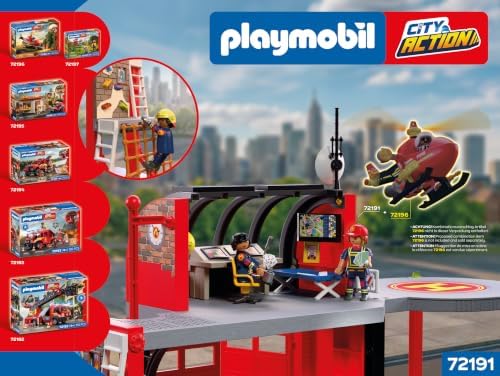 Playmobil | City Action | Grande Quartel de Bombeiros | Estação de Emergência de Vários Andares com Centro de Comando, Barra de Deslizamento, Área de Treinamento e Muitos Acessórios | Para Crianças a Partir de 4 Anos | 72191