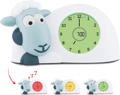 ZAZU Relógio Sam the Lamb - Relógio para treinamento de sono e luz noturna para crianças | Despertador iluminado | Ajuda a ensinar seu filho quando acordar com indicadores visuais | Brilho Ajustável | Desligamento automático