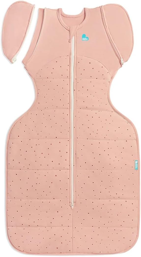 Love To Dream™ Saco de Transição Swaddle UP™, Médio 6-8,5 kg - Rosa Pebbles | Ajuste perfeito com abas removíveis | 2,5 Tog | Ideal para inverno e outono (16–20 °C) | Algodão lavável à máquina e zíper duplo