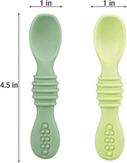 PandaEar Conjunto de 6 colheres de silicone para bebês - Utensílios para autoalimentação de 6 a 12 meses - Colheres infantis para a primeira fase - Essenciais para a alimentação do bebê