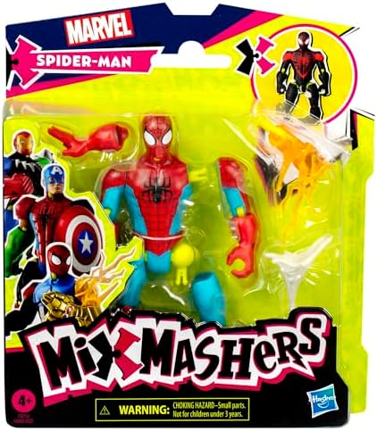 Homem-Aranha MixMashers Marvel Figura de Ação e Acessórios para Montar, Vermelho