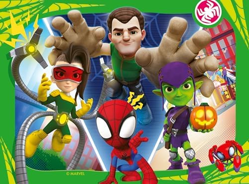 Quebra-cabeças Ravensburger Marvel Homem-Aranha e Seus Incríveis Amigos para Crianças a partir de 3 Anos - 4 em uma Caixa (12, 16, 20, 24 Peças)