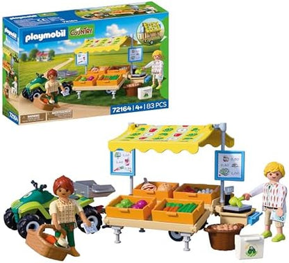 Playmobil | Country | Banca da Fazenda | Banca de Mercado Móvel com Quadriciclo, Produtos Frescos e Muitos Acessórios | Para Crianças a Partir de 4 Anos | 72164