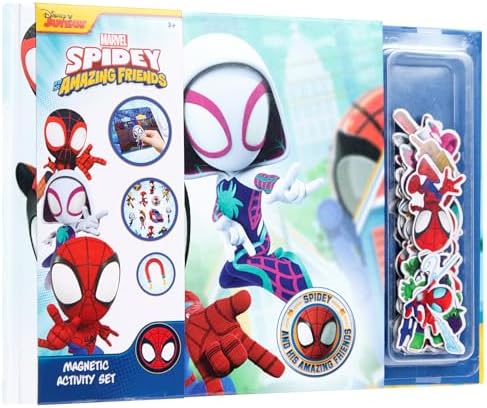 Conjunto de atividades magnéticas Disney Junior Spidey e seus Incríveis Amigos, 40 ímãs, jogo interativo, diversão criativa, ideal para levar para qualquer lugar (SP24358)