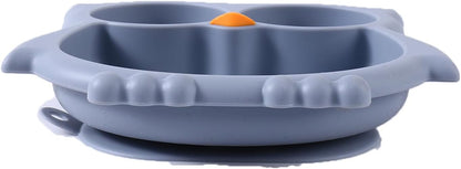 PandaEar Prato de silicone com ventosa, prato dividido para introdução alimentar, prato com ventosa inquebrável para bebês e crianças pequenas, antiderrapante, atóxico, livre de BPA, coruja