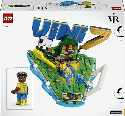 LEGO Editions Vini Jr. – Brinquedo de Destaques do Futebol - Kit de Modelo 3D para Exibição com Minifigura Colecionável - Decoração para Quarto Infantil - Presente para Meninos e Meninas a partir de 10 Anos e Fãs de Esportes Adultos - 43027