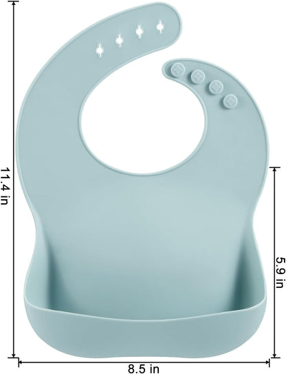 PandaEar Conjunto de 3 Babadores de Silicone para Bebês Meninos e Meninas, Babador Ajustável para Desmame, Babadores Impermeáveis para Crianças, Babadores de Silicone Macios e Duráveis Livres de BPA com Coletor de Alimentos Grande