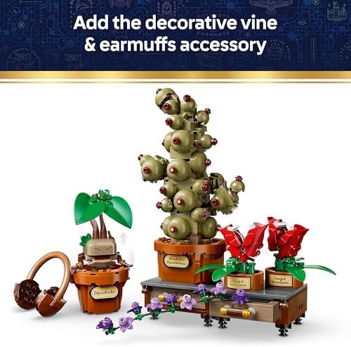 LEGO Harry Potter Hogwarts Herbologia Plantas - Brinquedo Interativo com Vasos de Plantas Artificiais com Flores - Decoração para Quarto Infantil - Presente para Fãs Adolescentes e Meninas a partir de 12 Anos - 76474