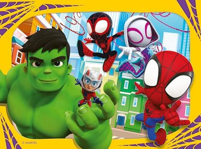 Quebra-cabeças Ravensburger Marvel Homem-Aranha e Seus Incríveis Amigos para Crianças a partir de 3 Anos - 4 em uma Caixa (12, 16, 20, 24 Peças)