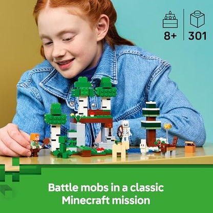 LEGO Minecraft Primeira Noite de Aventura - Brinquedo Interativo com 7 Figuras, incluindo Alex, Creeper, Esqueleto e Lobo da Floresta - Presente Gamer para Meninos e Meninas a partir de 8 Anos - 21593