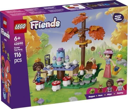 LEGO Friends Festa do Chá na Floresta - Conjunto de Interpretação de Papéis com 2 Mini Bonecas, 3 Figuras de Animais e Acessórios de Comida de Brinquedo - Ideia de Presente de Aniversário para Meninas a partir de 6 Anos - 42690