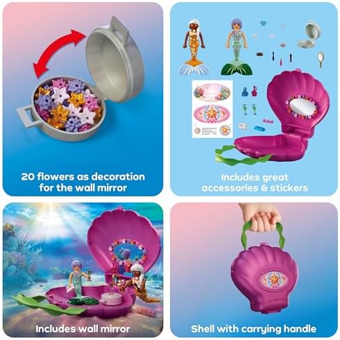 Playmobil | Fantasia e Magia | Bolsa de Concha de Sereia | Bolsa Portátil com 2 Sereias | Brinquedo de Sereia para Crianças a partir de 4 Anos | 72105