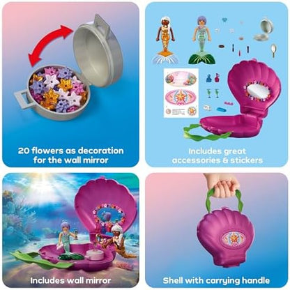 Playmobil | Fantasia e Magia | Bolsa de Concha de Sereia | Bolsa Portátil com 2 Sereias | Brinquedo de Sereia para Crianças a partir de 4 Anos | 72105