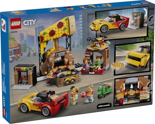 LEGO City Experiência de Entrega de Pizza com Veículos - inclui Carrinho de Brinquedo, Scooter, Drone, Máquina de Arcade e 5 Minifiguras - Ideia de Presente de Aniversário para Meninos a partir de 6 Anos - 60496