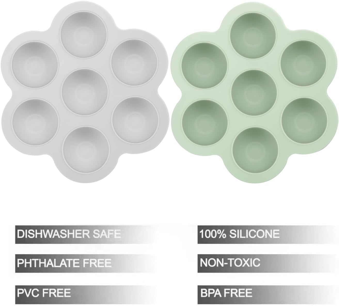 PandaEar Conjunto de 2 Bandejas de Silicone para Congelar Papinhas de Bebê com Tampas, Formas de Gelo para Papinhas de Bebê, Moldes de Silicone para Congelar, Recipiente para Armazenar Papinhas de Bebê,