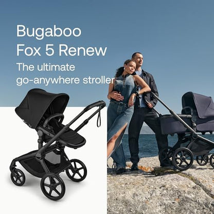 Bugaboo Carrinho de Bebê Fox 5 Renew All-Terrain, 2 em 1, com Suspensão Total, Fácil de Dobrar, Assento Extensível para Crianças, Manobrabilidade com Uma Só Mão, Chassi Preto e Capota Preta Tradicional.