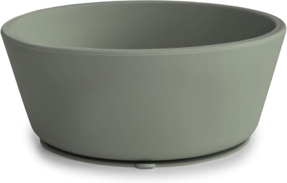 Mushie Tigela de silicone com ventosa, tigela antiderrapante com ventosa para bebês e crianças pequenas, material: silicone de qualidade alimentar, pode ser lavada na lava-louças e usada no micro-ondas (tomilho seco)