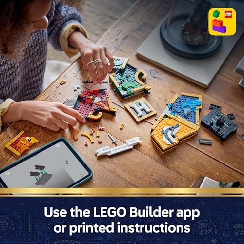LEGO Harry Potter Brasão das Casas de Hogwarts - Modelo de Arte de Parede 3D com Animais - Decoração para Quarto Infantil - Ideia de Presente de Aniversário para Fãs Adolescentes e Meninas a partir de 12 Anos - 76462