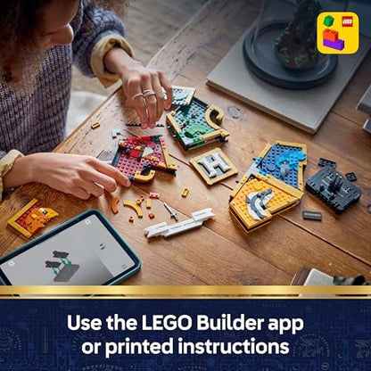 LEGO Harry Potter Brasão das Casas de Hogwarts - Modelo de Arte de Parede 3D com Animais - Decoração para Quarto Infantil - Ideia de Presente de Aniversário para Fãs Adolescentes e Meninas a partir de 12 Anos - 76462