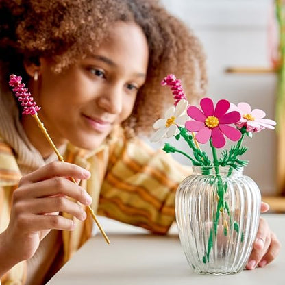 LEGO Botanicals Cosmos Flowers - Buquê de flores artificiais com 3 cosmos artificiais e 2 hastes de capim-fonte - Decoração DIY para quarto infantil - Presente de aniversário para meninas a partir de 9 anos e adultos - 11514