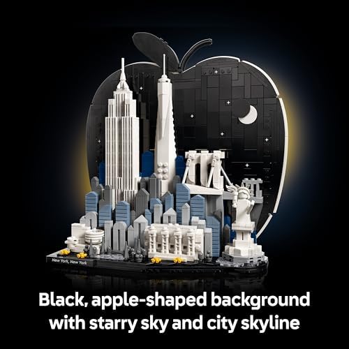 LEGO Architecture Nova Iorque – A Grande Maçã - Kit de Modelo em Miniatura para Adultos - Decoração de Prateleira 3D com Pontos Turísticos, incluindo Empire State Building e Ponte do Brooklyn - Ideia de Presente DIY - 21066