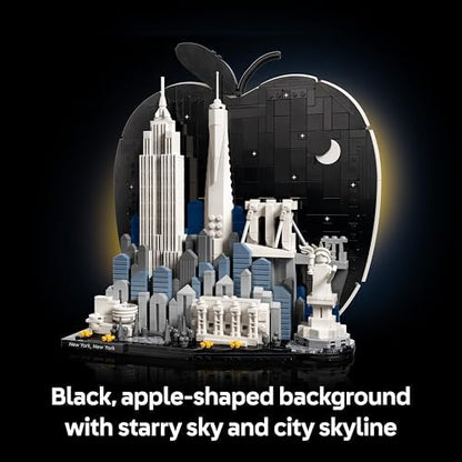 LEGO Architecture Nova Iorque – A Grande Maçã - Kit de Modelo em Miniatura para Adultos - Decoração de Prateleira 3D com Pontos Turísticos, incluindo Empire State Building e Ponte do Brooklyn - Ideia de Presente DIY - 21066