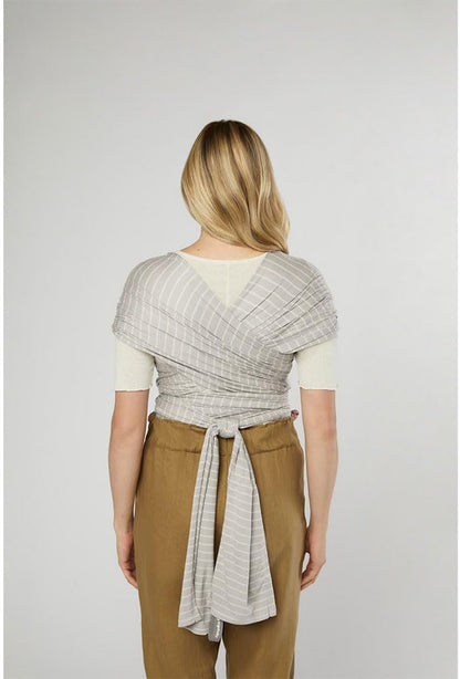 Ergobaby Baby Sling for Newborns from Birth up to 11.3 kg, Aura Knit Sling wrap Made from Recycled Fabrics, Elasticated and Breathable, Unisex Sling wrap, Grey Stripes