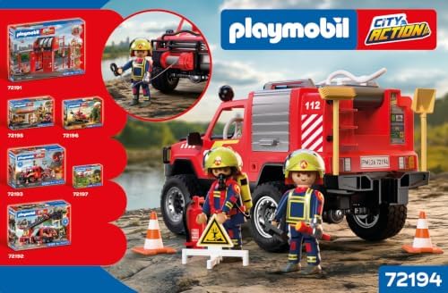 Playmobil | City Action | Picape de Bombeiros | Veículo de Emergência Off-Road com Função de Jato de Água Real, Guincho e Muitos Acessórios | Para Crianças a Partir de 4 Anos | 72194