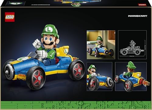 LEGO Mario Kart – Luigi e Mach 8 - Kit de Modelo de Carro e Figura de Personagem da Nintendo para Adultos - Produto Colecionável de Jogos - Ideia de Presente para Fãs - 72050