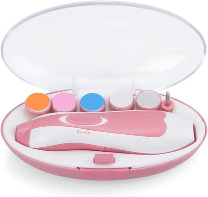 PandaEar Aparador de unhas elétrico para bebês, lixa de unhas elétrica para bebês e crianças pequenas, kit com 6 lixas de reposição extras (rosa)