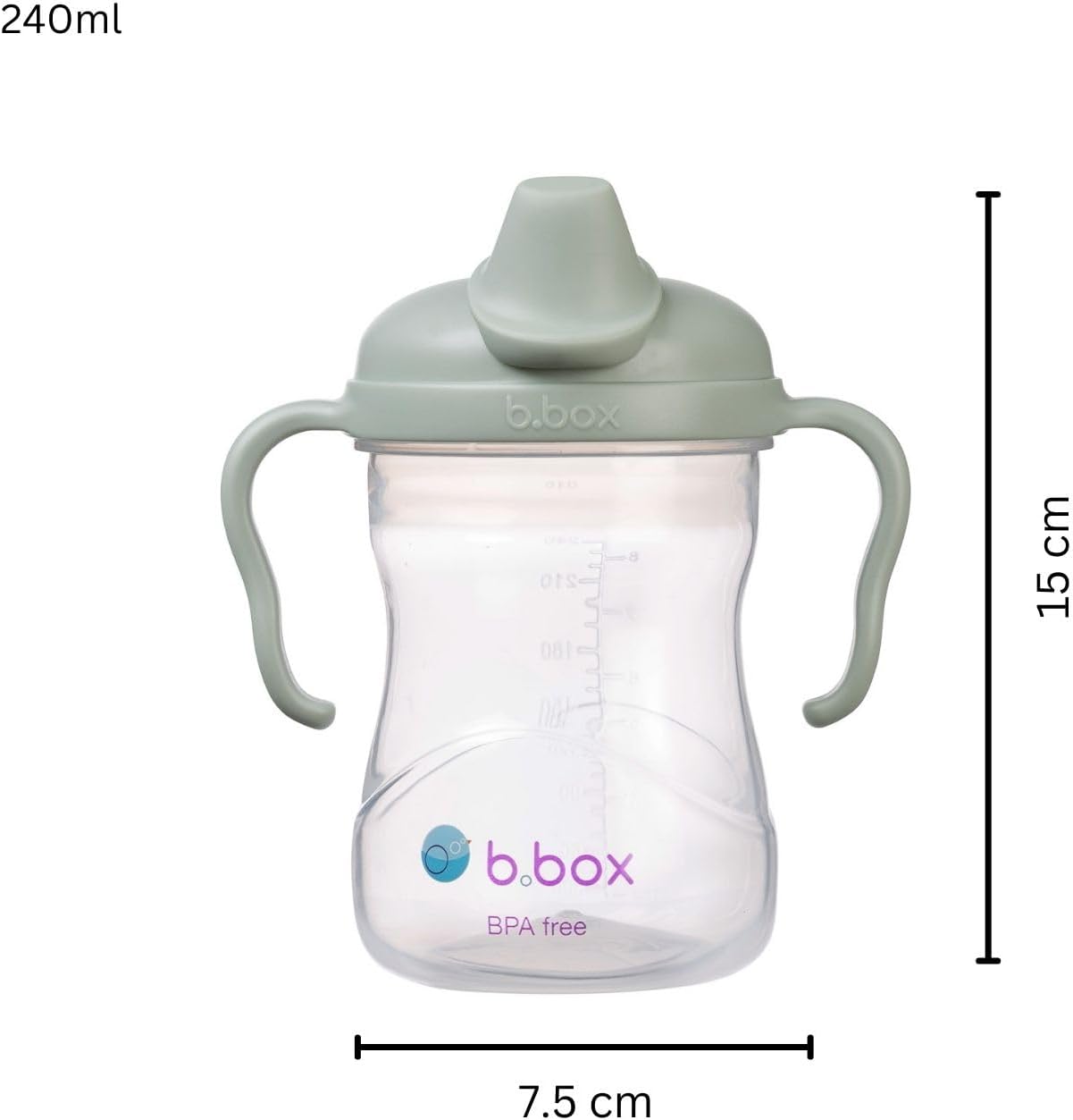 b.box Copo de Treinamento com Bico para Bebês, Antivazamento, Bico de Silicone Macio, Alças de Fácil Aderência, Tampa de Bico Integrada, 240ml, Pode Ser Lavado na Lava-louças, Livre de BPA, Tampa Intercambiável, Idade 6 Meses+