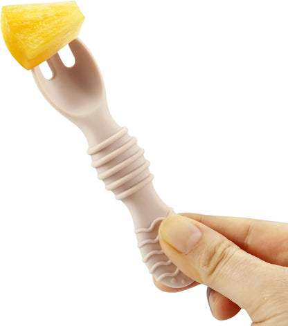 Conjunto de 6 colheres e garfos de silicone para alimentação de bebês | Utensílios de silicone sem BPA para a primeira fase da alimentação independente, para bebês a partir de 6 meses de idade.