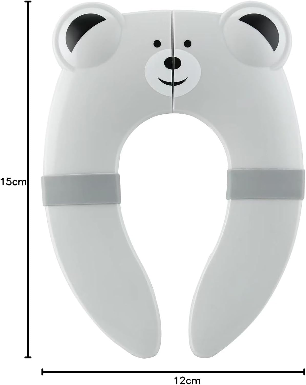 PandaEar Assento Sanitário | Assento Sanitário Dobrável para Viagem, Ideal para Crianças e para o Desfralde | Assento Sanitário Portátil de Silicone para Bebês, Meninos e Meninas com Almofadas Antiderrapantes de Silicone - Urso Cinza