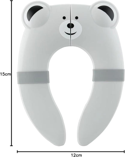 PandaEar Assento Sanitário | Assento Sanitário Dobrável para Viagem, Ideal para Crianças e para o Desfralde | Assento Sanitário Portátil de Silicone para Bebês, Meninos e Meninas com Almofadas Antiderrapantes de Silicone - Urso Cinza