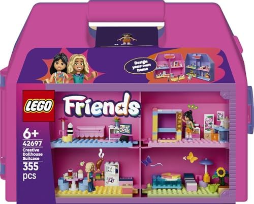 LEGO Mala de Bonecas Criativa Friends - Brinquedo de Viagem com Casa de 8 Cômodos, 2 Mini Bonecas e Acessórios - Ideia de Presente de Aniversário para Meninas a partir de 6 Anos - 42697