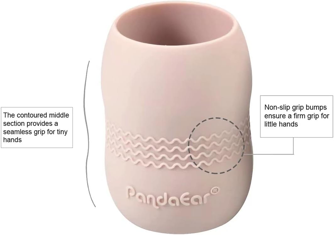 PandaEar Prato de silicone com ventosa + copo de transição + colher e garfo para alimentação infantil, prato dividido com ventosa para bebês e crianças pequenas, conjunto de itens para alimentação infantil, cor rosa caranguejo