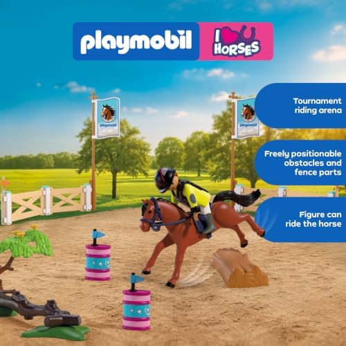 Playmobil | I Love Horses | Pista de Salto | Pista com obstáculos naturais, pódio e acessórios para cavalos | Para crianças a partir de 4 anos | 72130