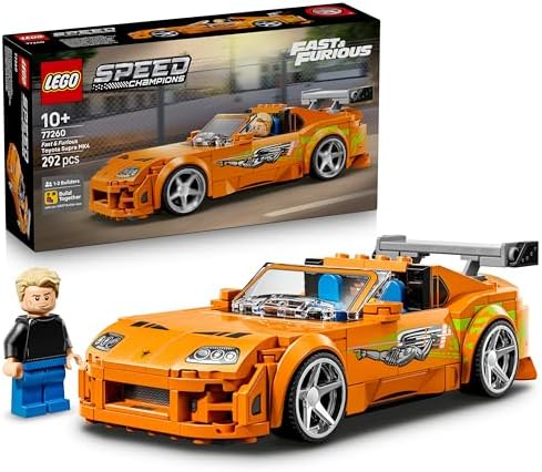 LEGO Speed Champions O Toyota Supra MK4 de Velozes e Furiosos - Kit de Montagem com Minifigura do Bryan O'Connor - Presente STEM para Meninos a partir de 10 Anos e Fãs Adolescentes do Filme - 77260