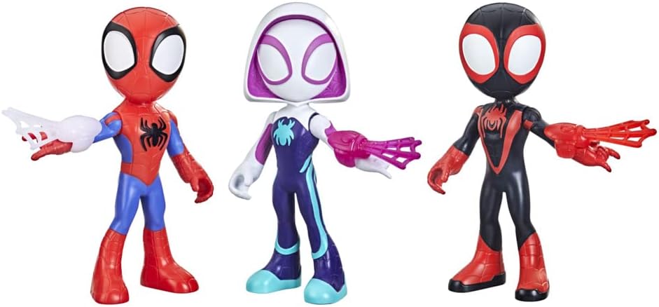 Homem-Aranha e seus Incríveis Amigos Marvel - Conjunto com 3 Figuras de Ação Superdimensionadas de 22,5 cm
